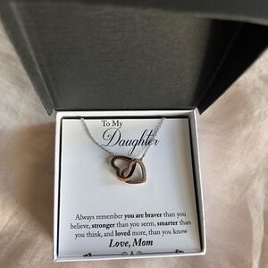 Mother/Daughter Heart Pendant Necklace in Silver and Gold